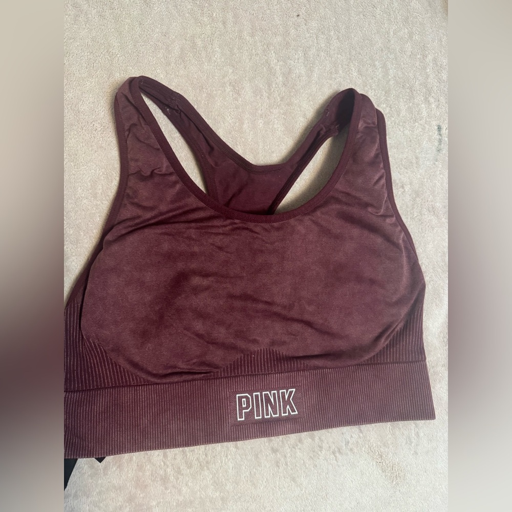 PINK Victoria's Secret Deep Maroon Sports Bra